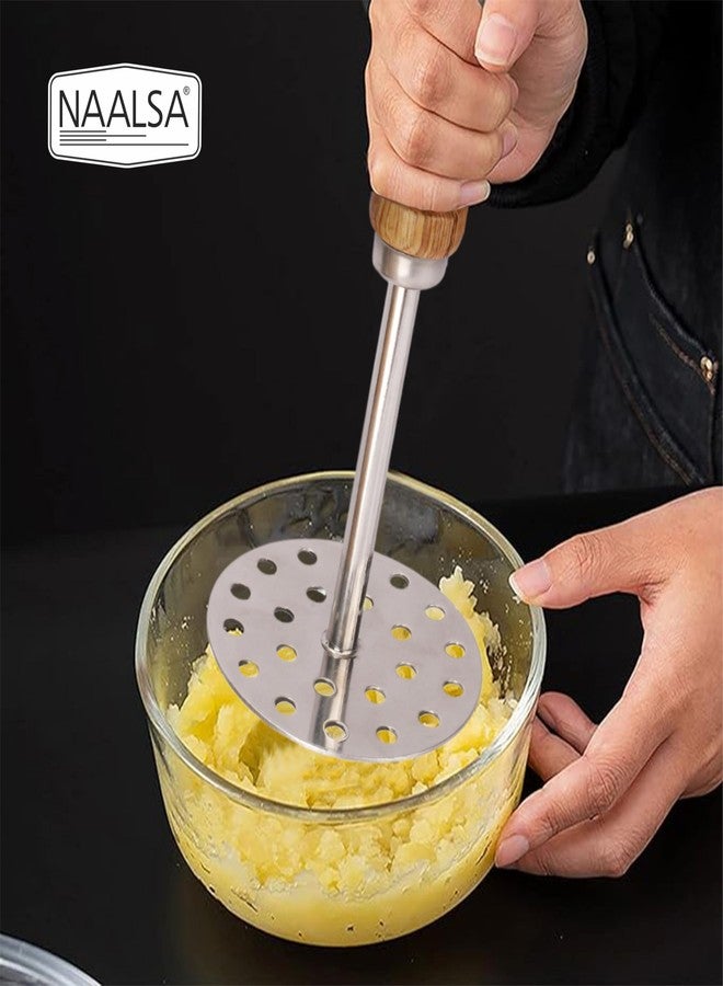 NAALSA MASHMATE Potato Masher Stainless Steel Vegetable Masher with Wooden Compress Handle 1pc - Image 5